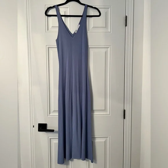 Zara Lavender Blue Ribbed Midi Dress - Picture 1 of 4